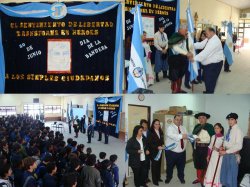 El Rector de la Escuela Comercial donó una bandera de ceremonia al Centro Tradicionalista Sargento Cabral