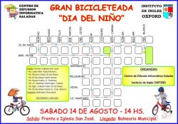 La “Bicicleteada Día del Niño” será este sábado 21