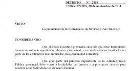 El 23, 26 y 30 de diciembre días de asueto para empleados provinciales