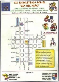 Sábado 11 de agosto VII Bicicleteada por el Día del Niño en Saladas