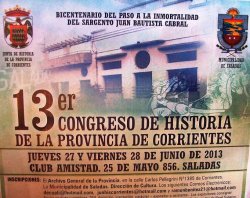 Saladas sede del 13º Congreso de Historia de la Provincia de Corrientes