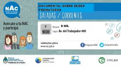 Documental y charla sobre bebés prematuros en el NAC Saladas