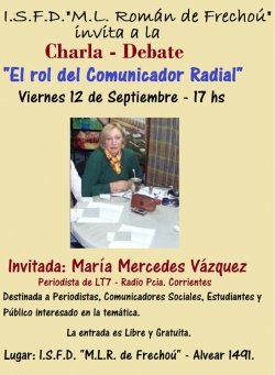 ISFD Saladas invita a la charla “El rol del comunicador radial”