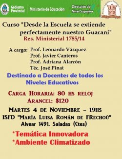 Capacitarán sobre Guaraní en el ISFD Saladas