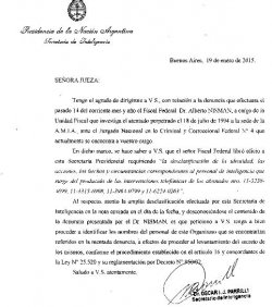 La Presidenta ordenó a Inteligencia desclasificar información solicitada por Nisman