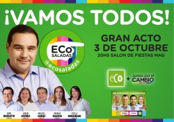 Con la presencia de Valdés, Eco presenta sus candidatos este jueves 3 en Saladas