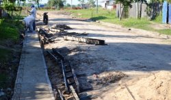 El Municipio construye cordones cuneta en barrio Vélez Sarsfield