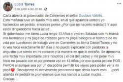 Una niña saladeña le escribió a Valdés para poder ver a su papá