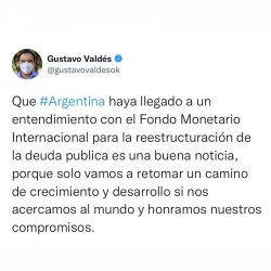 Para Valdés es positivo el acuerdo con el FMI y reclamó a la Nación un plan económico