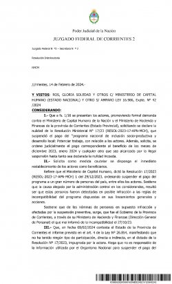 La Justicia ordenó a Milei devolverles el Potenciar Trabajo a correntinos