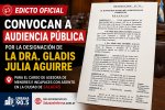 Convocan a audiencia pública por la designación de la Dra. Gladis Julia Aguirre como Asesora de Menores e Incapaces en Saladas